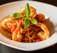 Linguini Gambas à la sauce tomate